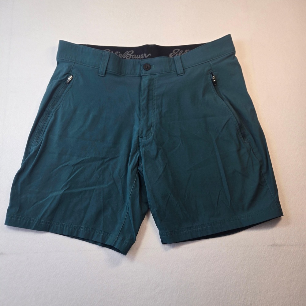 Eddie Bauer Horizon Guide Chino Shorts Mens 35 Teal Performance Stretch